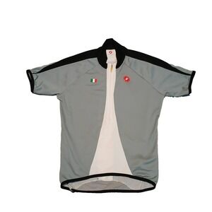 CASTELLI Womens Jersey Cycling Racing Gray White 1/4 Zip Size M Short Sleeve